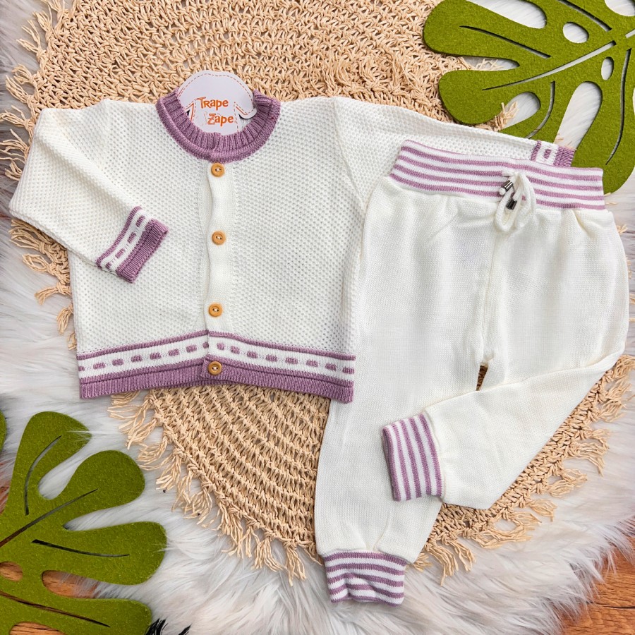 Conj de linha tijolinho- Branco com lilas